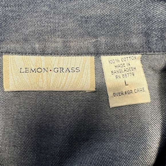 Lemon Grass Denim multicolor Embroidered denim Style Button down Top Size Large - Picture 6 of 7